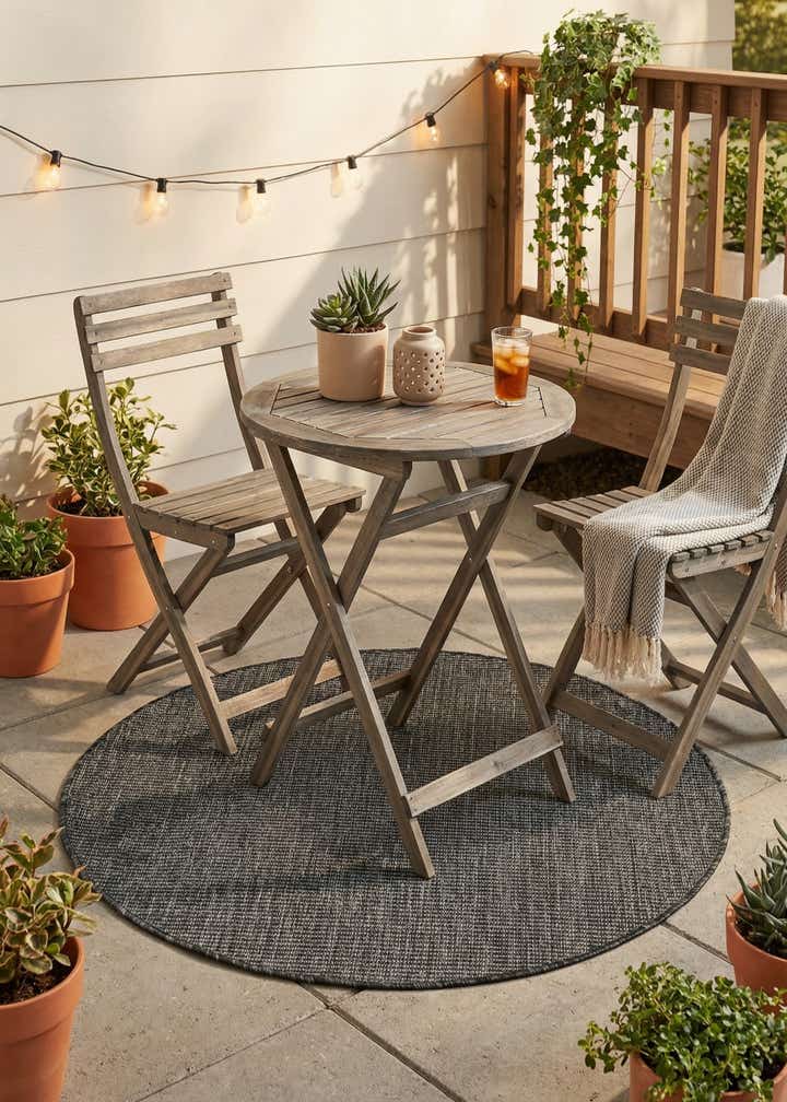 3' x 3' Easy-Clean Solid Indoor / Outdoor Round Rug