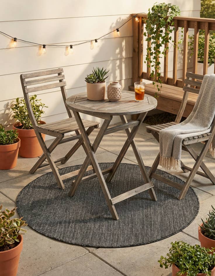 Detail image of  3' x 3'  Washable Solid Indoor / Outdoor Round Rug