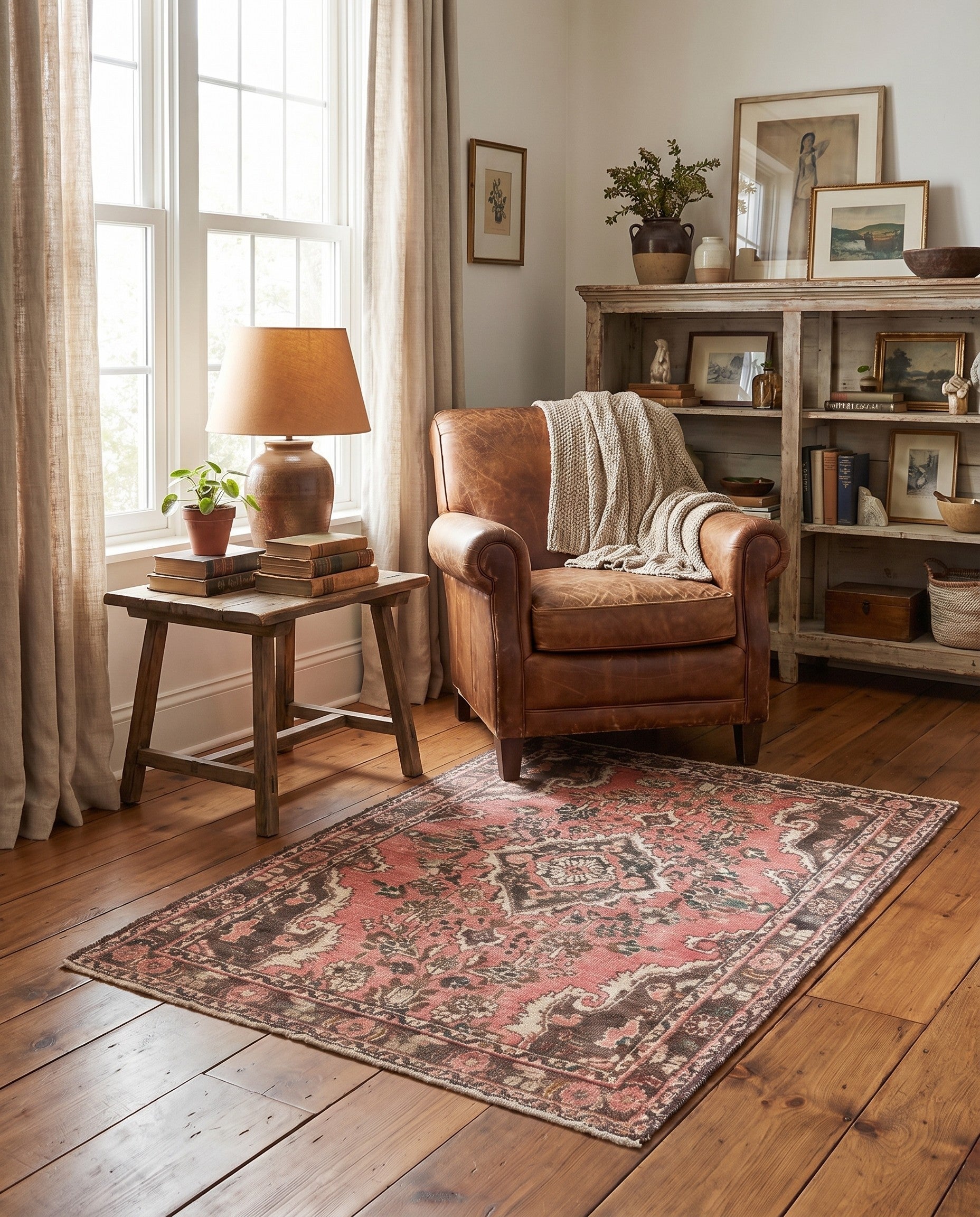 3' 5 x 4' 9 Hand Knotted Ultra Vintage Persian Wool Rug