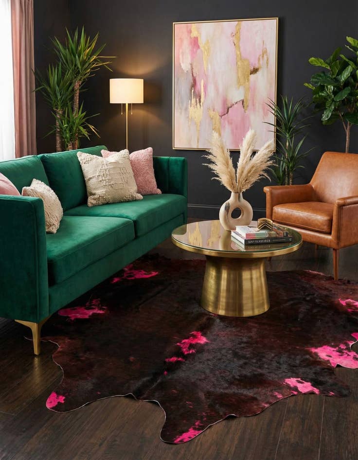 Detail image of  4' x 4' 10 Cowhide Freeform Rug