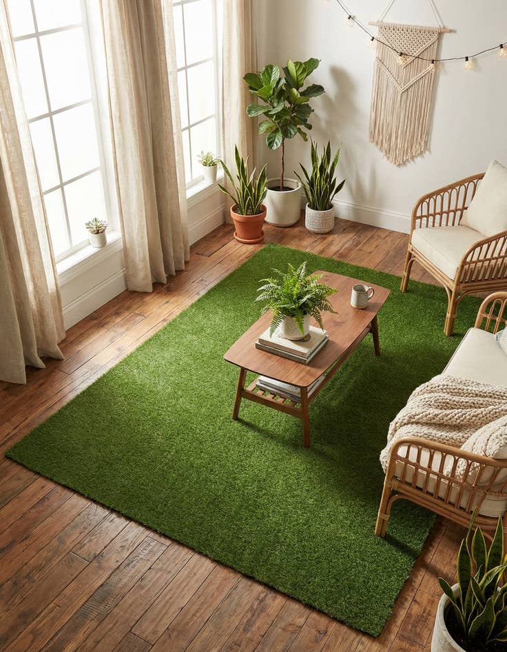 Detail image of 5' x 7'  Washable Grass Indoor / Outdoor Rug