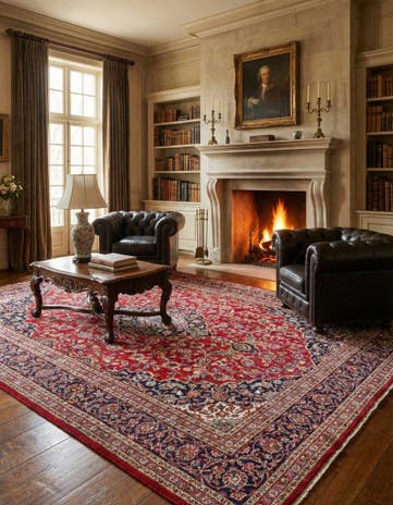 9' 10 x 12' 5 Hand Knotted Mashad Persian Wool Rug
