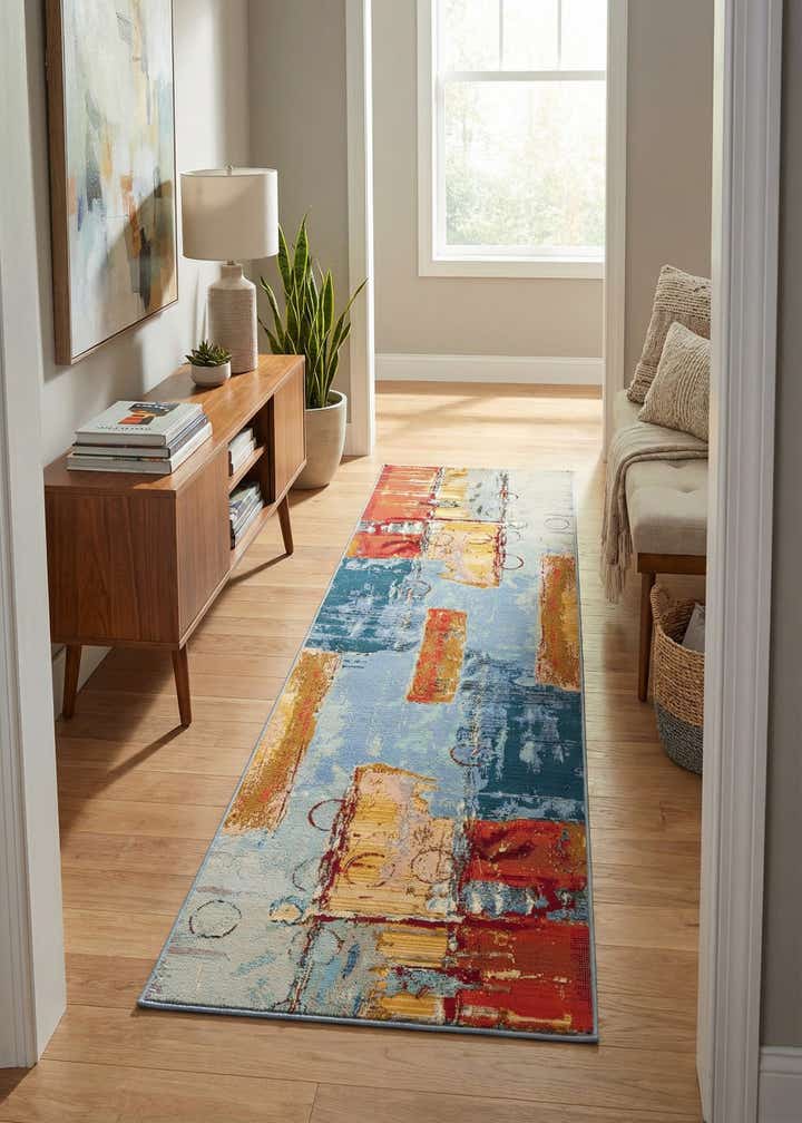 2' 7 x 9' Easy-Clean Modern Indoor / Outdoor Runner Rug