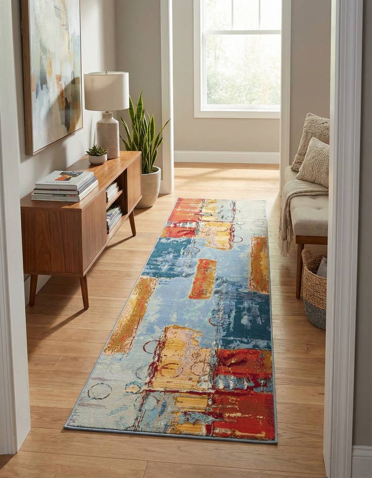 Detail image of 2' 7 x 9'  Washable Modern Indoor / Outdoor Runner Rug