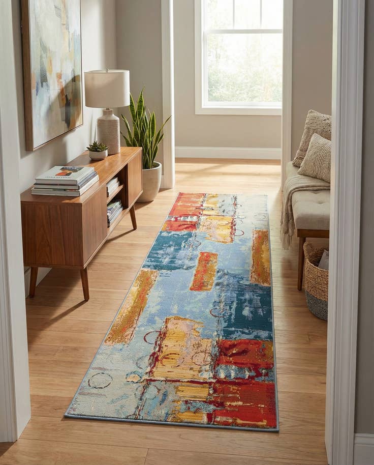 Detail image of 2' 7 x 9' Easy-Clean Modern Indoor / Outdoor Runner Rug