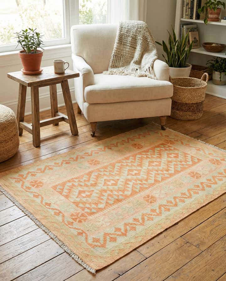 3' x 4' 10 Hand Woven Kilim Waziri Wool Rug