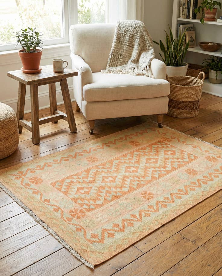 Detail image of 3' x 4' 10 Hand Woven Kilim Waziri Wool Rug