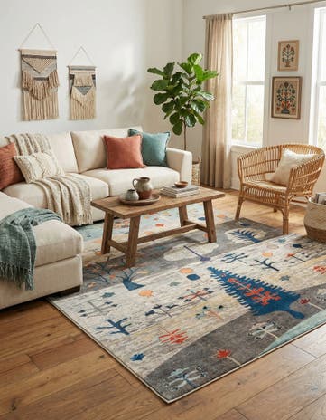 9' 10 x 9' 10 Washable Vivid Square Rug