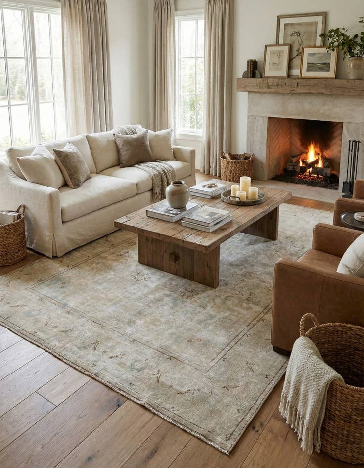 Detail image of 6' 3 x 9' 6 Hand Knotted Ultra Vintage Persian Wool Rug