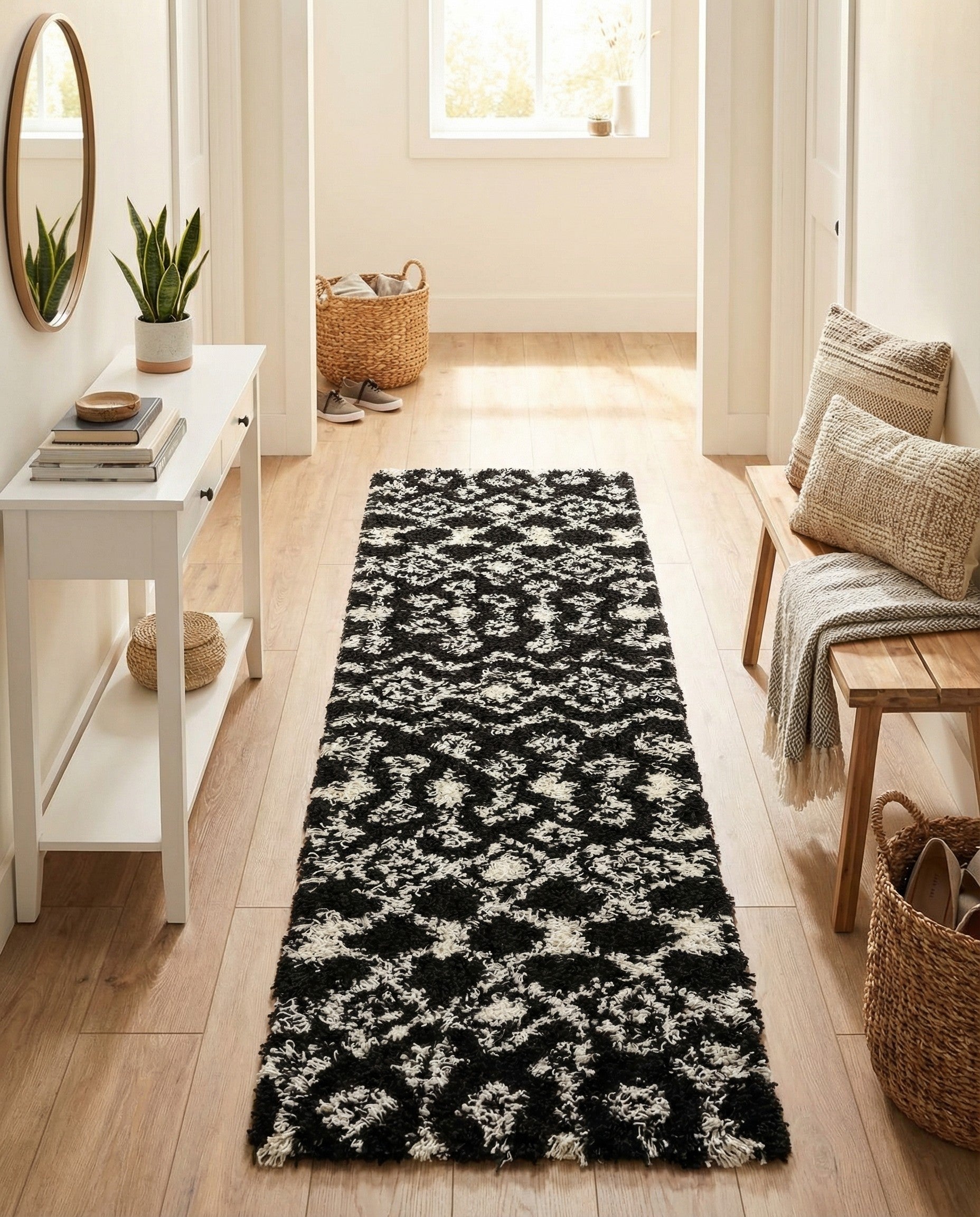  2' x 7' Moroccan Trellis Shag Runner Rug