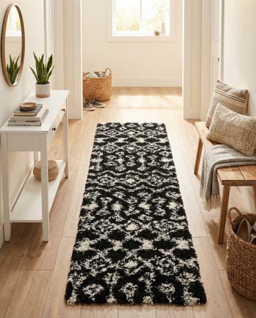  2' x 7' Moroccan Trellis Shag Runner Rug