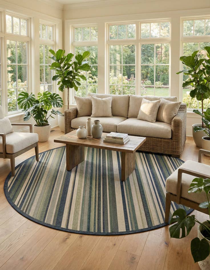 Detail image of 10' x 10'  Washable Baja Indoor / Outdoor Round Rug