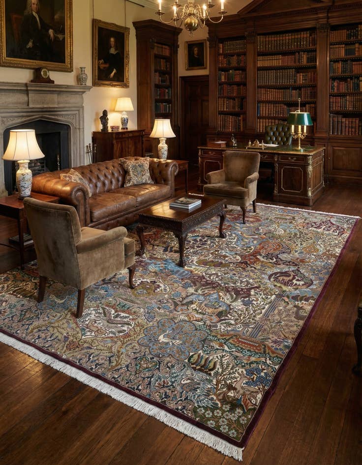 Detail image of 9' 9 x 12' 7  Hand Knotted Kashmar Persian Wool Rug