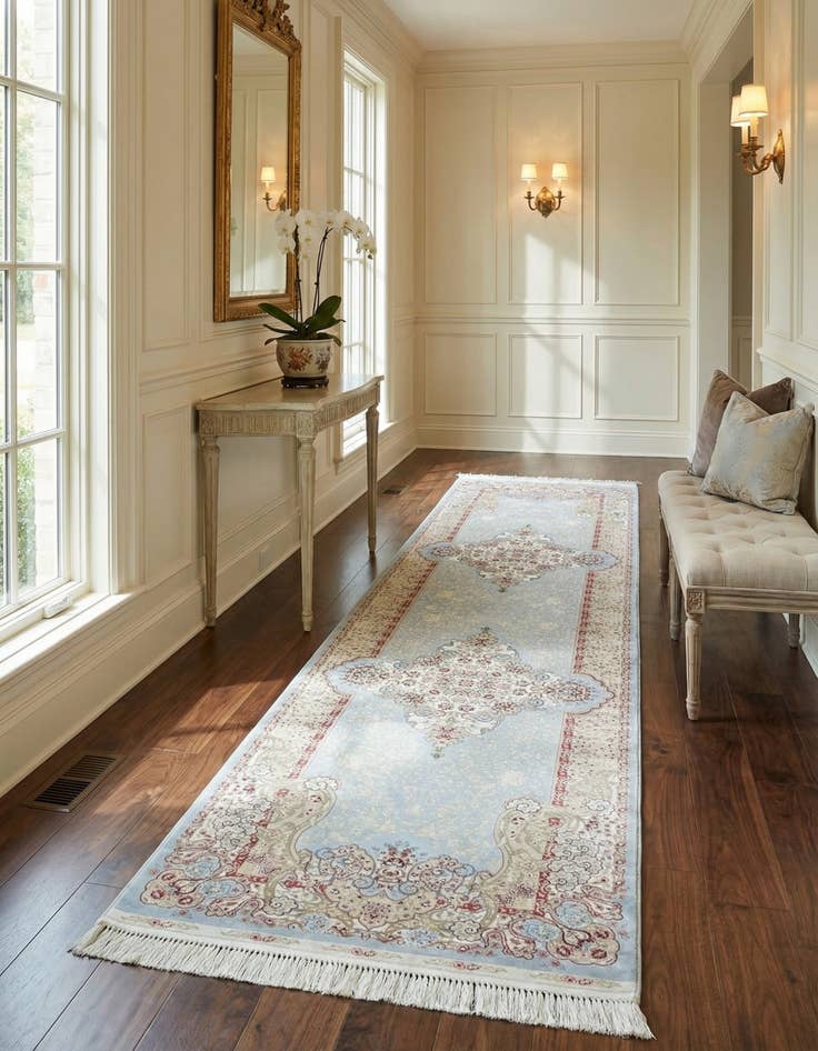 Detail image of 2' 7 x 9' 10 Qom Bamboo Silk Runner Rug