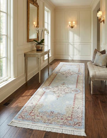 2' 7 x 9' 10 Qom Bamboo Silk Runner Rug