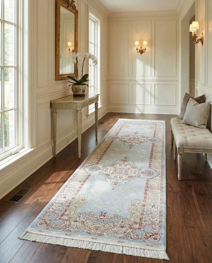 2' 7 x 9' 10 Qom Bamboo Silk Runner Rug