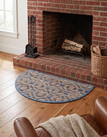 Navy Blue Hand Woven Chindi Jute Hearth Rug