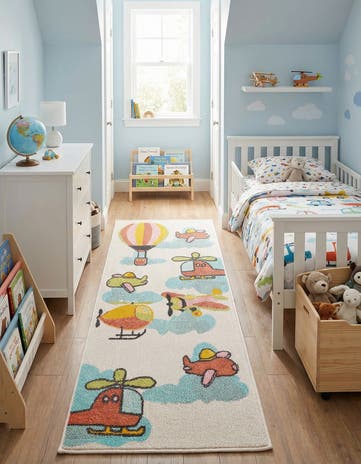 2' 2 x 6' Airplanes Whimsy Kids Runner Rug