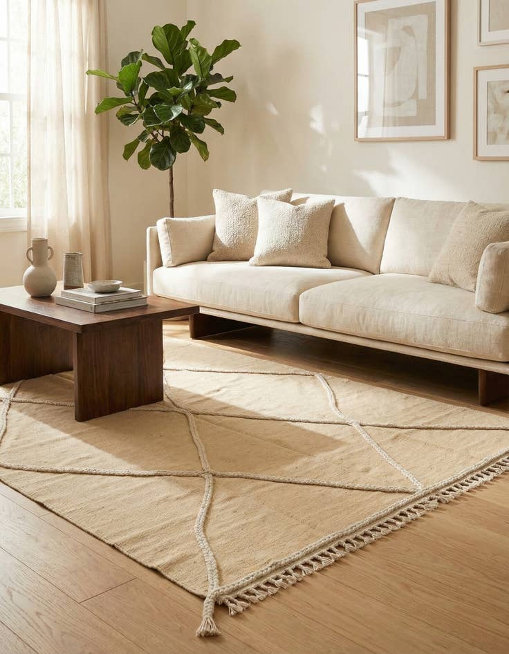 Detail image of 4' 2 x 6' 1 Hand Woven Kilim Modern Wool Rug