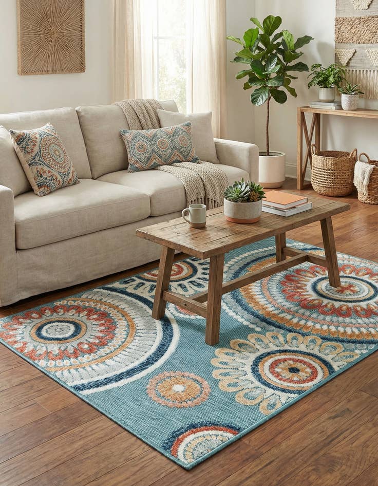 Detail image of  2' 2 x 3'  Washable Botanical Indoor / Outdoor Rug