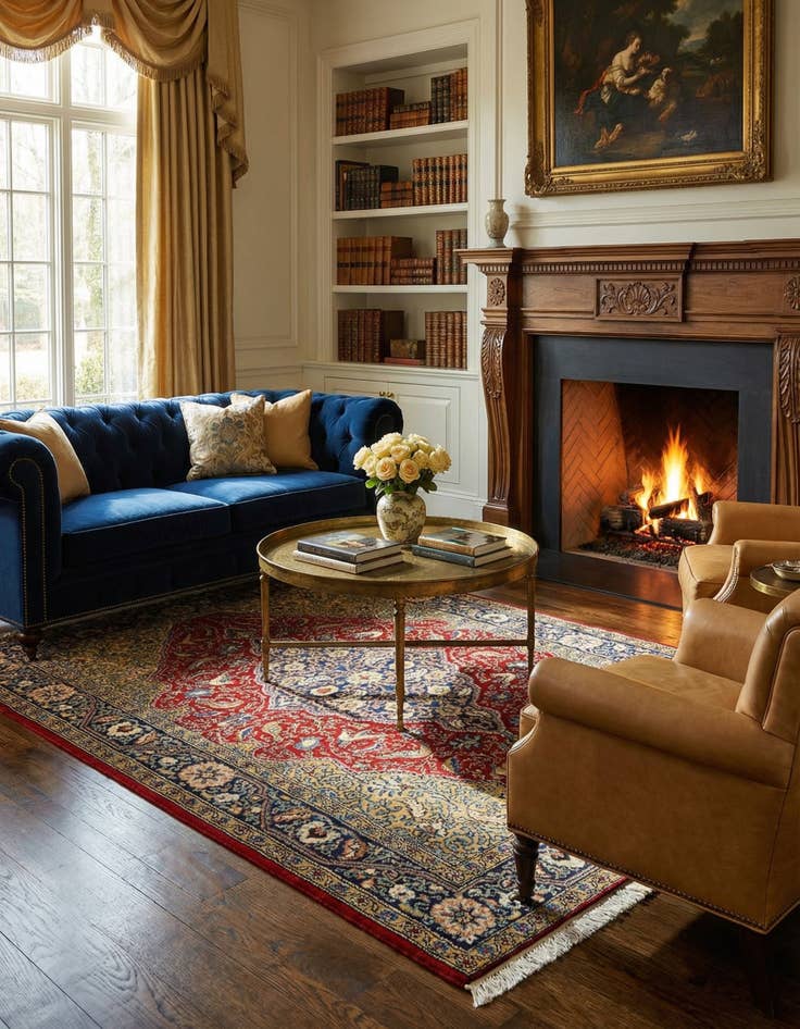 Detail image of 3' 6 x 5' Tabriz Mahi Rug