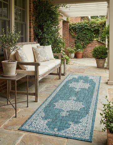 2' 7 x 10' Easy-Clean Traditional Indoor / Outdoor Runner Rug