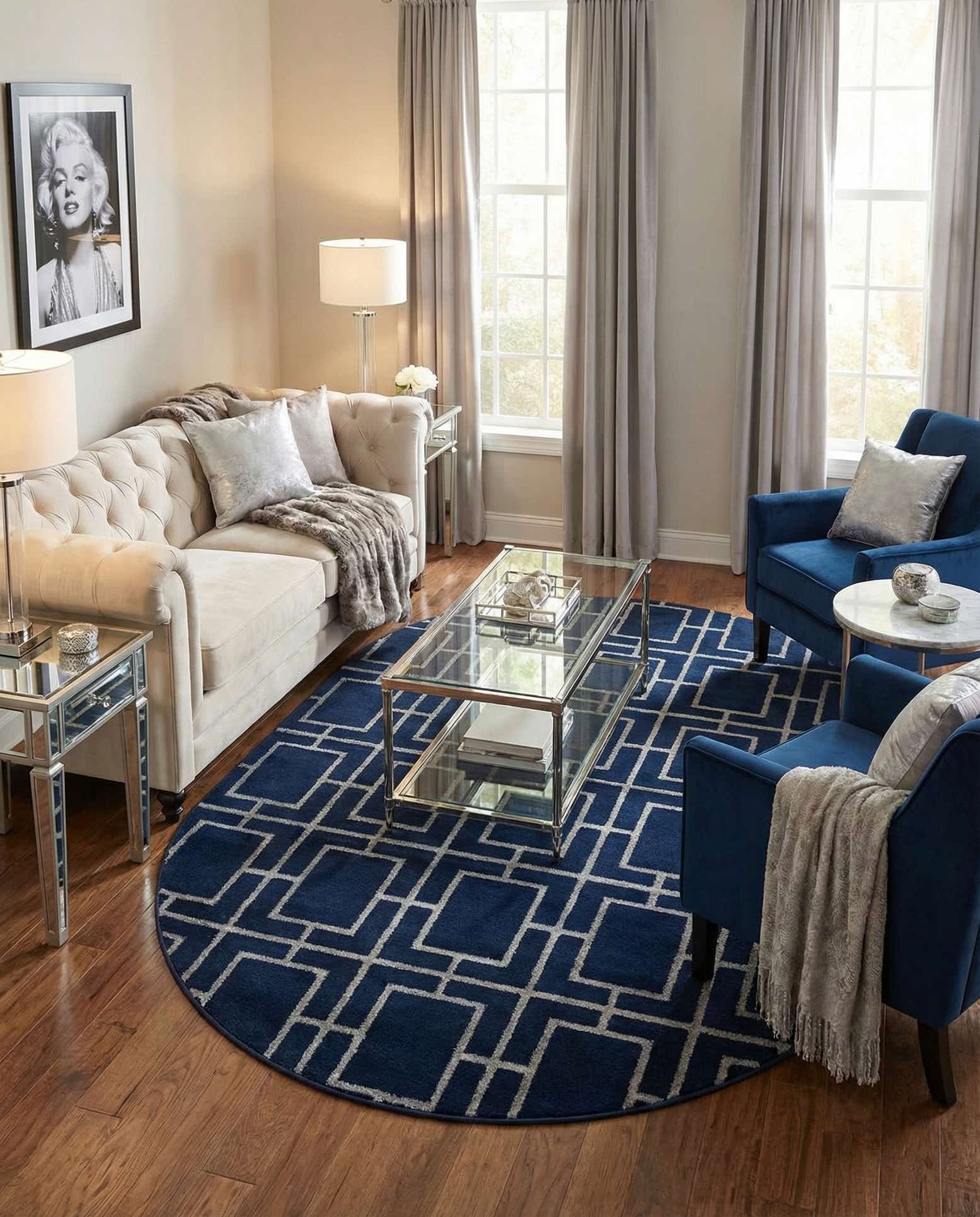 5' 3 x 8' Marilyn Monroe™ Glam Deco Oval Rug