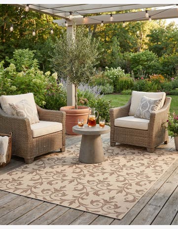 7' x 10' Easy-Clean Botanical Indoor / Outdoor Rug