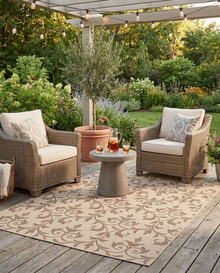 7' x 10' Easy-Clean Botanical Indoor / Outdoor Rug