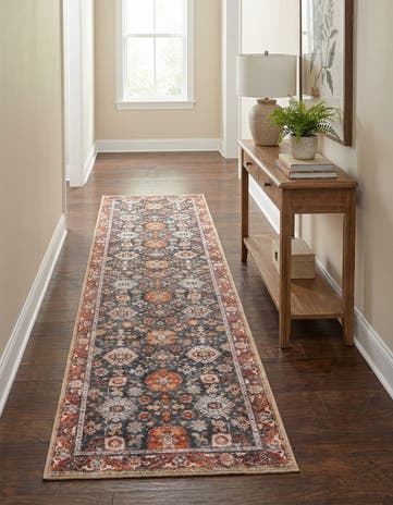 Navy Blue Washable Timeless Runner Rug