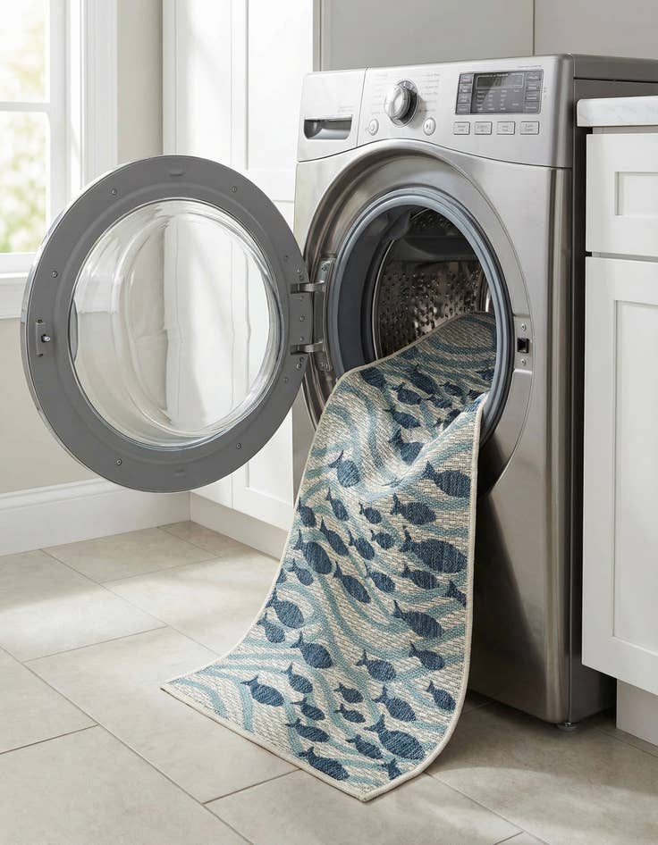 Detail image of 2' x 5' 3  Washable Coastal Indoor / Outdoor Runner Rug