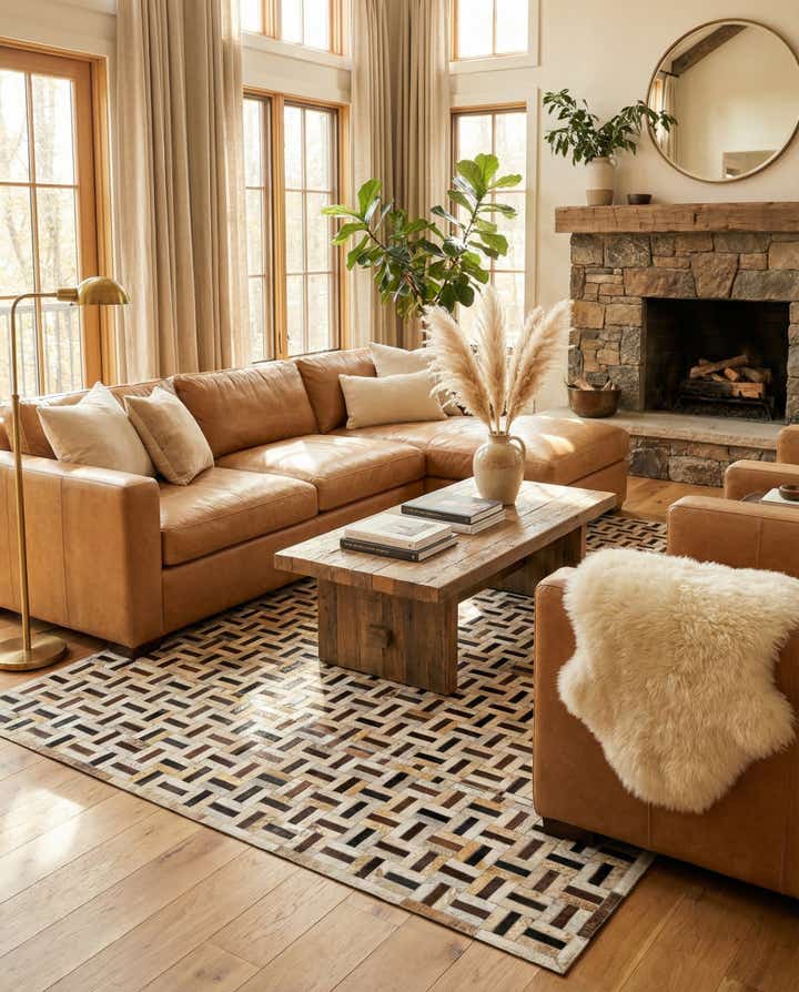 4' 11 x 7' 11 Cowhide Stocks Rug