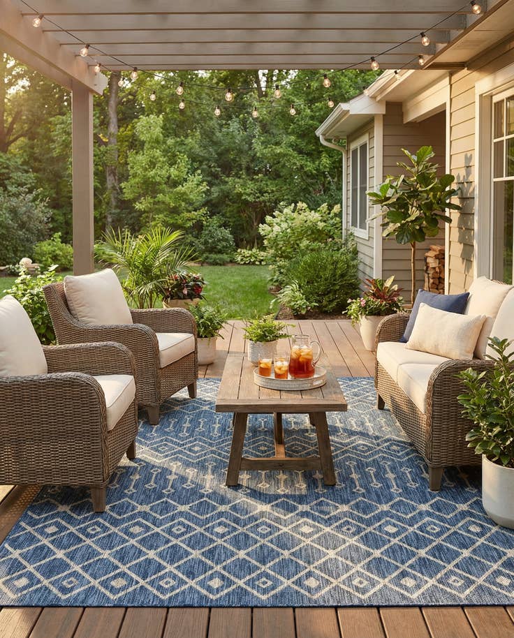 Detail image of 6' x 9' Easy-Clean Lattice Indoor / Outdoor Rug