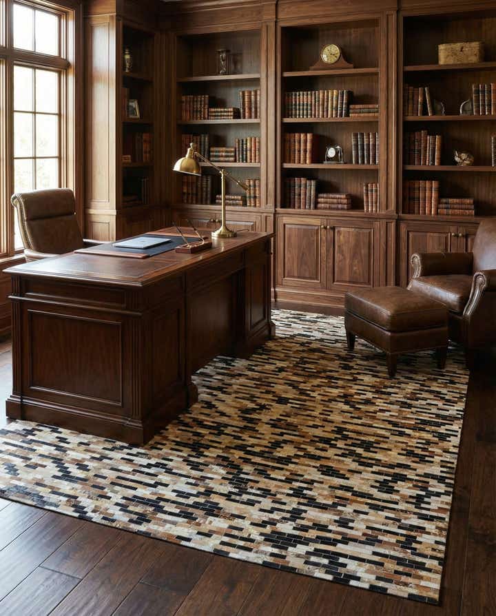 8' 1 x 9' 10 Cowhide Leather Rug