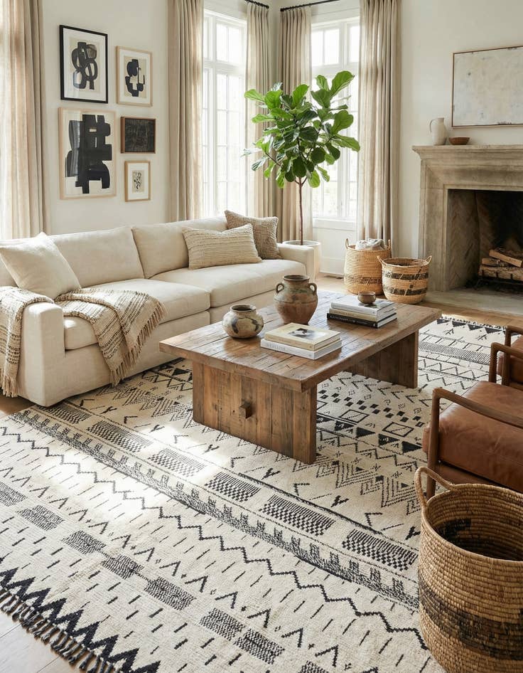 Detail image of 10' 3 x 14' 5  Hand Knotted Moroccan Wool Rug