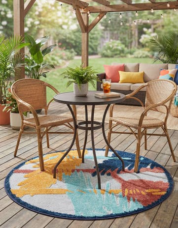 3' 3 x 3' 3 Easy-Clean Belize Indoor / Outdoor Round Rug