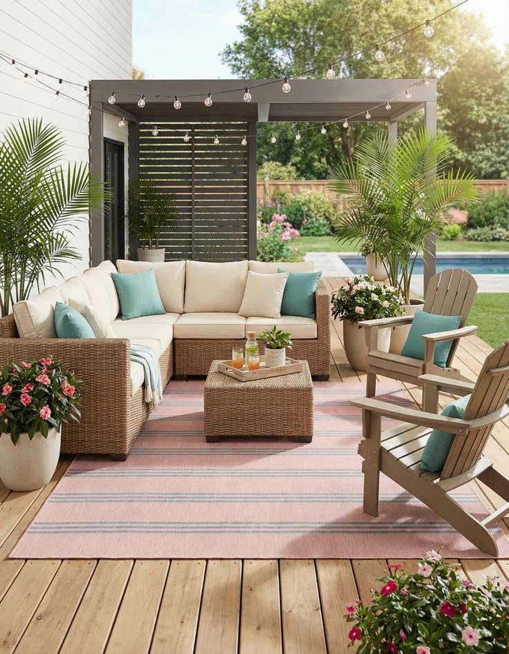 Detail image of 10' 8 x 10' 8  Washable Jill Zarin Anguilla Indoor / Outdoor Square Rug