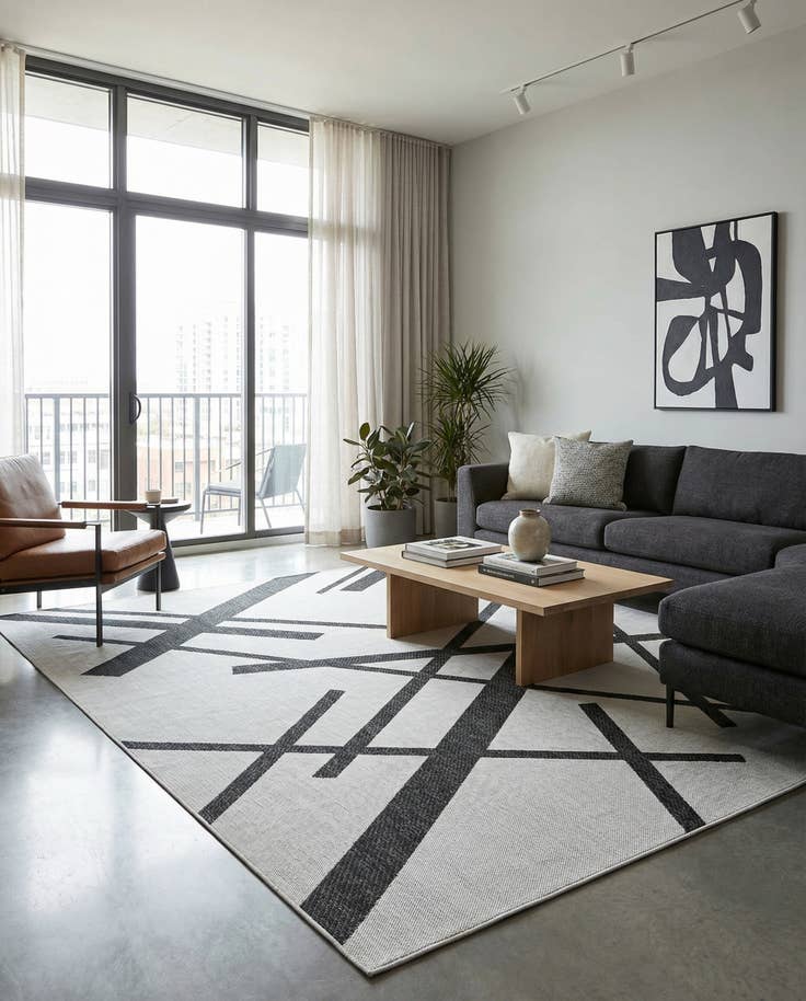 Detail image of 9' x 12' Easy-Clean Modern Indoor / Outdoor Rug
