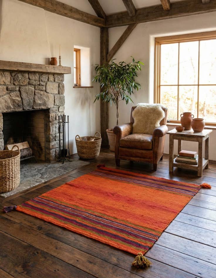 Detail image of 3' 6 x 3' 6  Hand Woven Kilim Fars Wool Square Rug