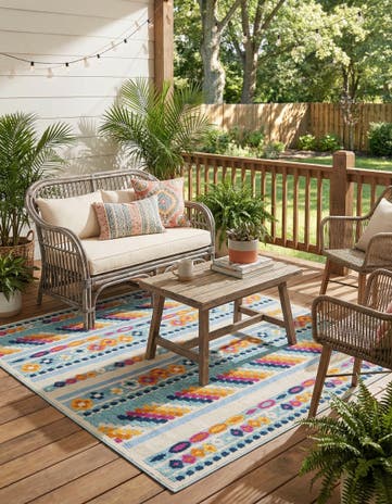 Blue Easy-Clean Aruba Indoor / Outdoor Square Rug