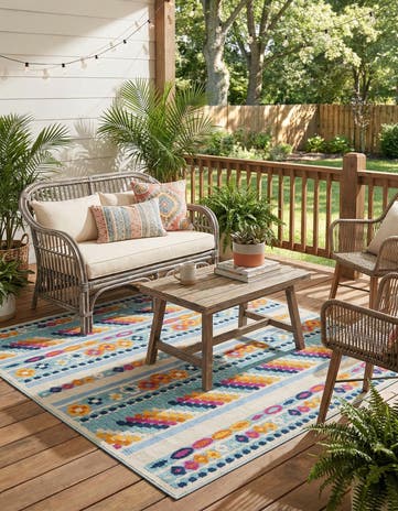 Blue Easy-Clean Aruba Indoor / Outdoor Square Rug