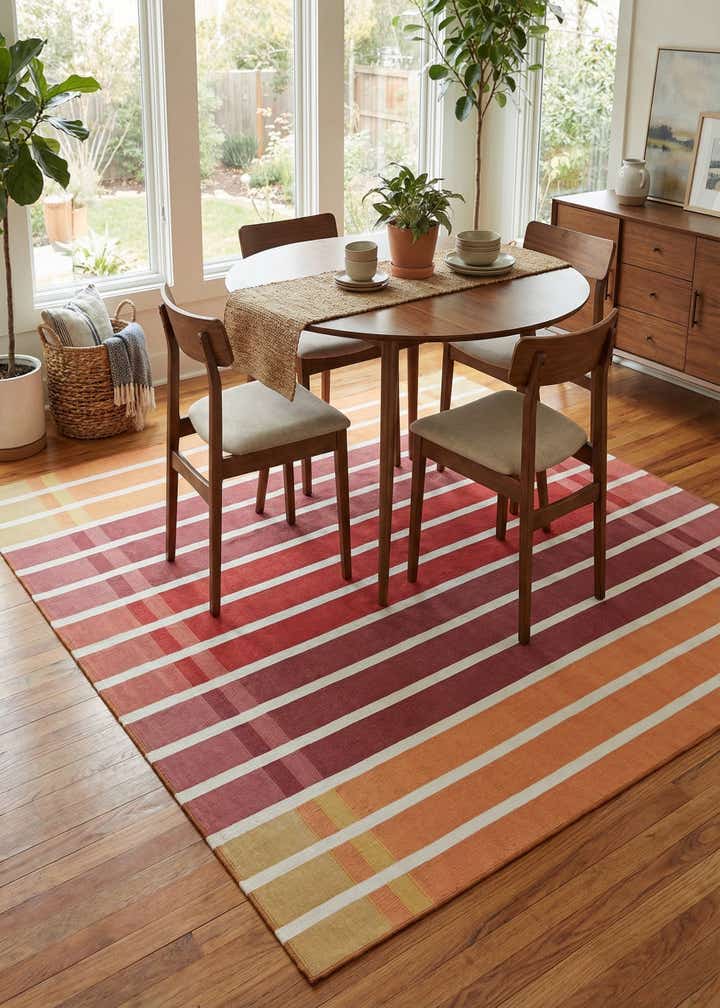 7' 10 x 7' 10 Easy-Clean Striped Indoor / Outdoor Square Rug