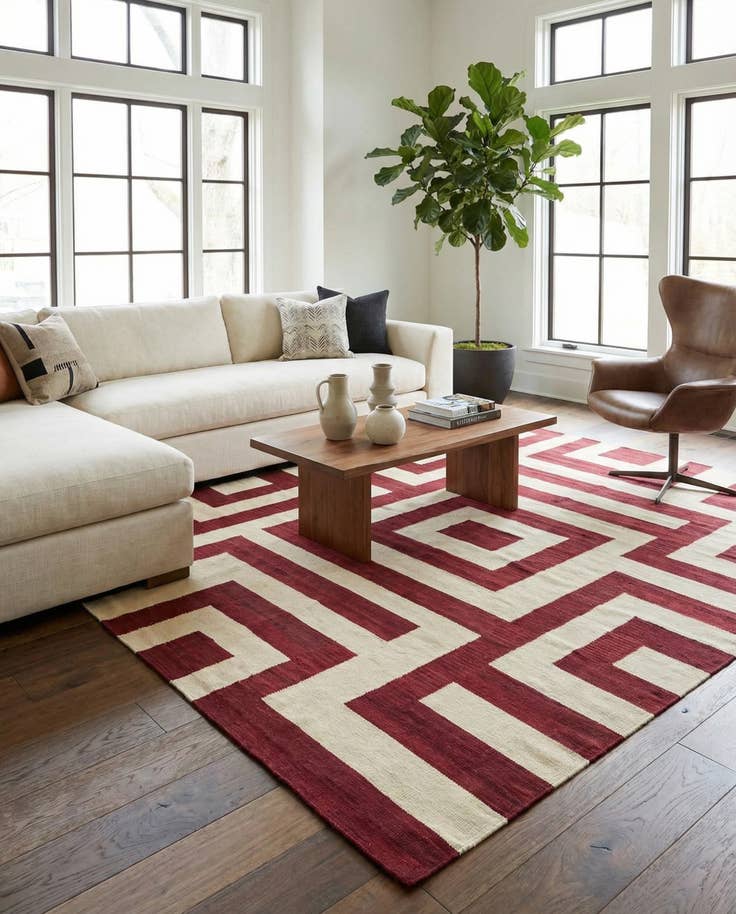 Detail image of 6' x 7' 10 Hand Woven Kilim Modern Wool Rug