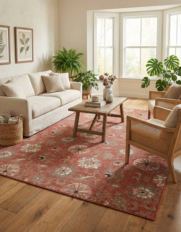 Detail image of  10' x 14' 2  Washable Botanical Indoor / Outdoor Rug