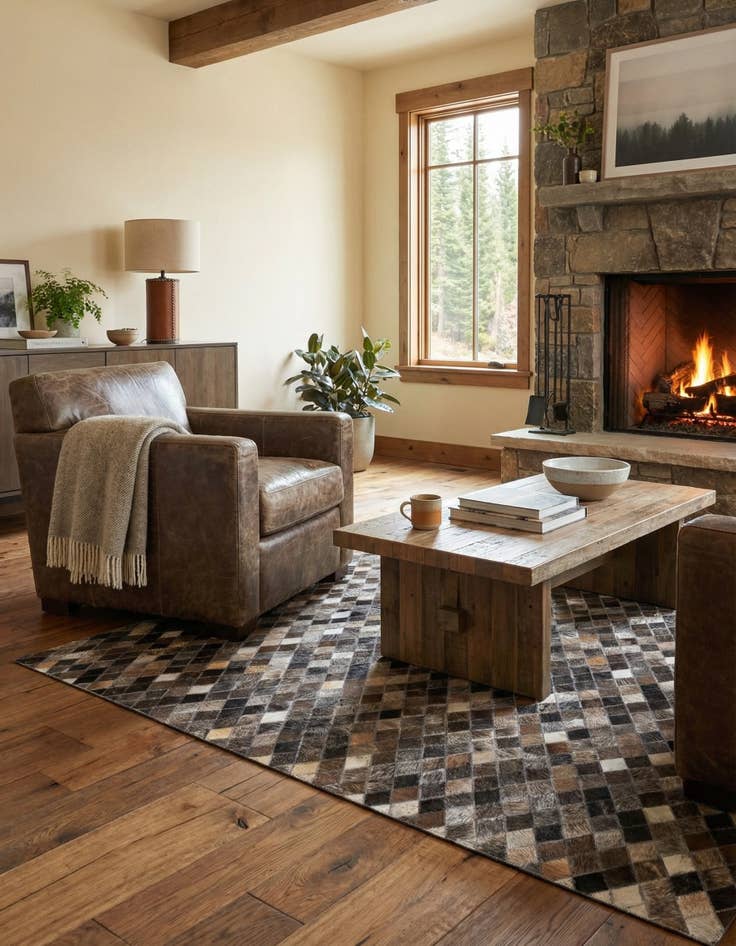 Detail image of 5' x 6' 2 Cowhide Leather Rug