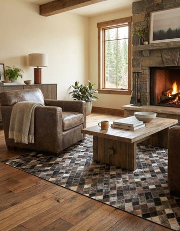 5' x 6' 2 Cowhide Leather Rug