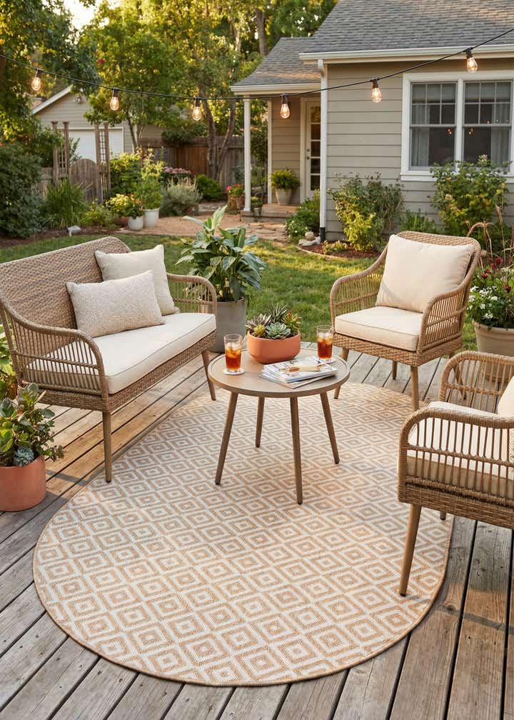 5' 3 x 8' Easy-Clean Jill Zarin Costa Rica Indoor / Outdoor Oval Rug
