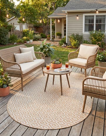 Beige Easy-Clean Jill Zarin Costa Rica Indoor / Outdoor Oval Rug
