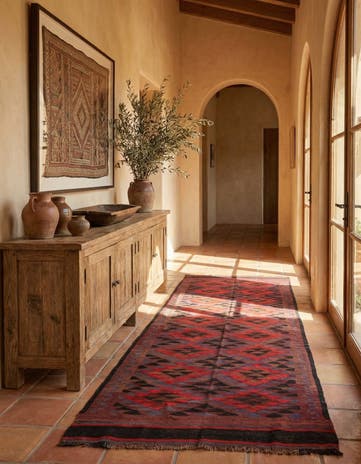 4' 4 x 13' 4 Hand Woven Kilim Fars Wool Runner Rug