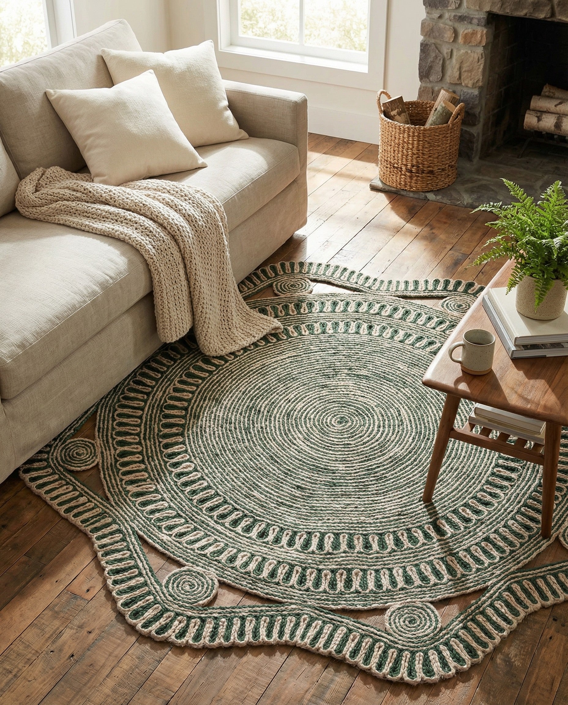  5' 1 x 5' 1  Hand Braided Jute Round Rug